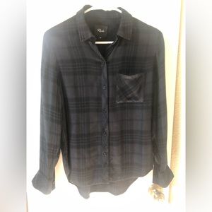 Rails Black Flannel Button-Down Top Shirt Size XS